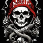 Skull with snake with a sword