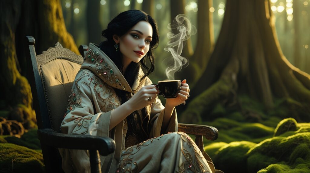 A serene and elegant women looking for something in natures hub