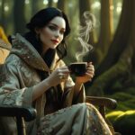 A serene and elegant women looking for something in natures hub