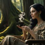 A serene and elegant women in natures hub