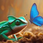 A cameleon and a butterfly