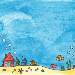 A big blue sea with a few small houses for fish