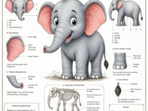Vintage Elephant Scientific Atlas Poster