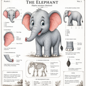 Vintage Elephant Scientific Atlas Poster