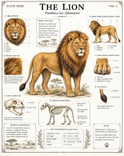 vintage lion scientific atlas poster product vintage lion scientific atlas poster product